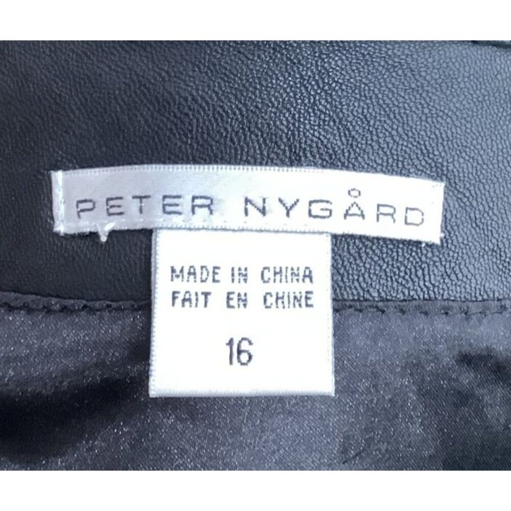 Peter Nygard Womens Black Genuine Leather Jacket With Lace Trim Size 16 - Picture 10 of 10